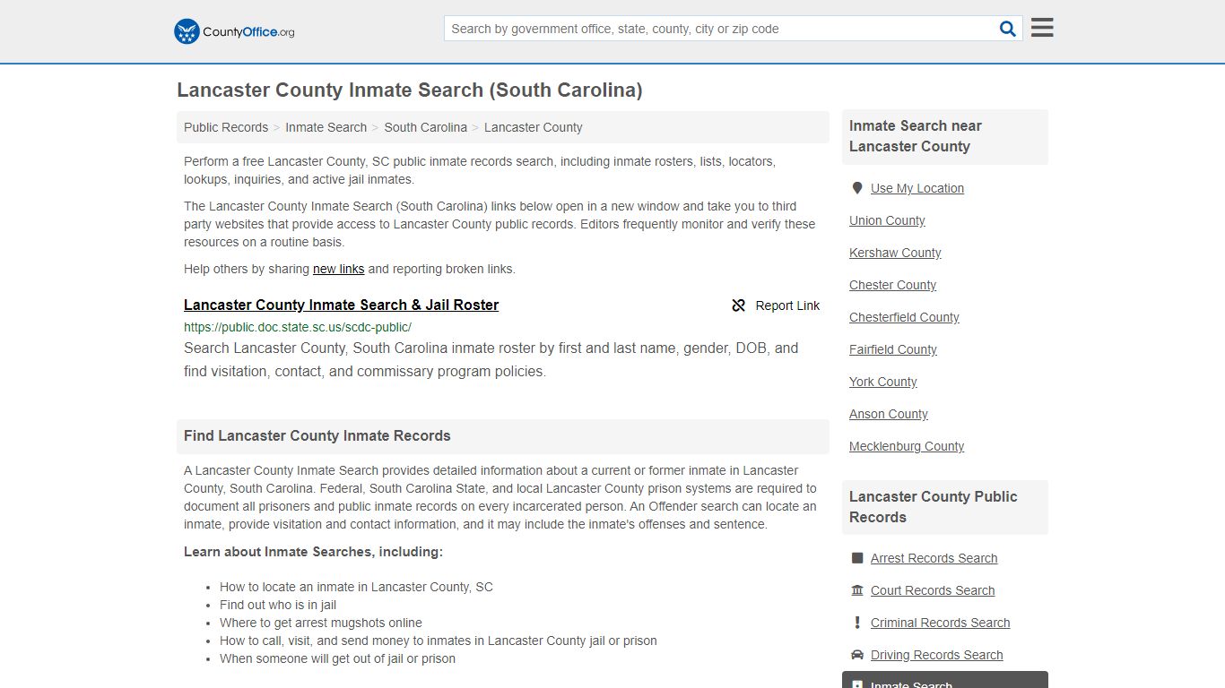 Inmate Search - Lancaster County, SC (Inmate Rosters & Locators)